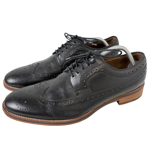 Johnston & Murphy‎ Conrad Men's 11.5 M Black Wingtip Leather Oxford Shoes Office - Picture 1 of 11